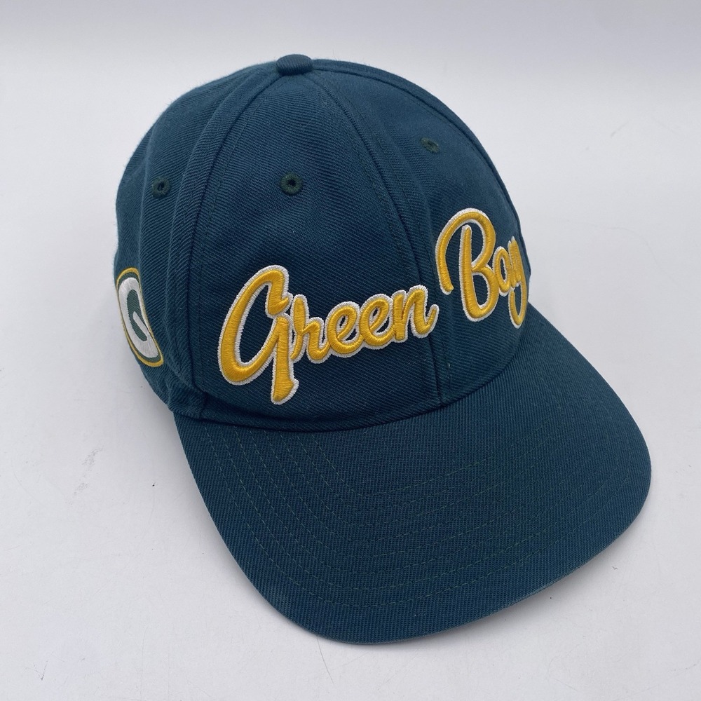 Green Bay Packers Hat Script Logo 47 Brand SnapBack Green Cleaned VGC‎